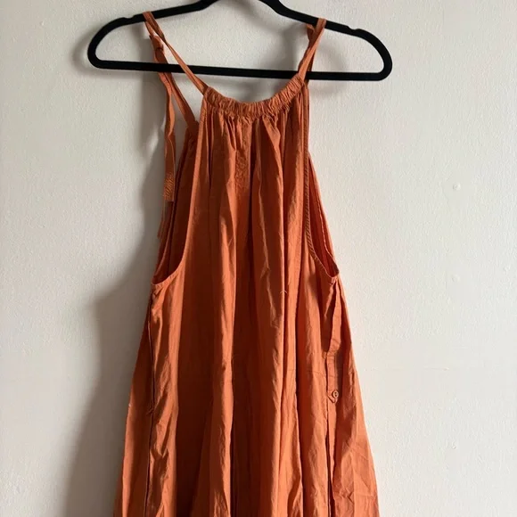 Ulla Johnson Sz 14 Joni Orange Clay Cotton Midi Dress - Picture 5 of 11
